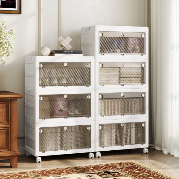 44 Gal 4-Pack Stackable Plastic Storage Bins with Lid for Bedroom Living Room