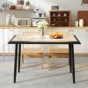 Sintered Stone Dining Table 44" Rectangular Kitchen Table with Metal Frame Indoor Modern Breakfast Table for Living Room Dining Room