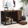 47.5 inch Dog Crate Furniture with Hidden Pull-out Bowls in Drawer for Small and Medium Dogs