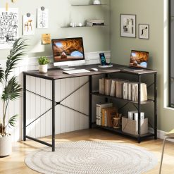 48 Inch Reversible L Shaped Computer Desk with Adjustable Shelf