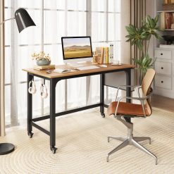 48 Inch Mobile Computer Workstation with 4 Smooth Casters