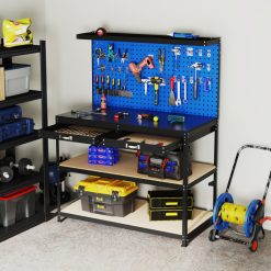 48 x 24 Inch Workbench Work Table with 3 PCs Pegboard Drawer and Shelves