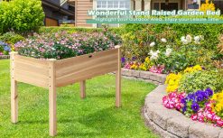 Wooden Raised Vegetable Garden Bed Elevated Grow Vegetable Planter