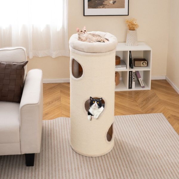 49 Inch Elevated Cat Cave 4-Story Cat House for Multiple Cats