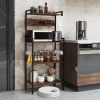 4-Tier Kitchen Bakers Rack with Power Outlet and 8 Hooks