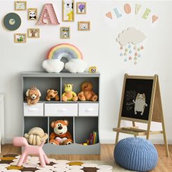 Freestanding Combo Cubby Bin Storage Organizer Unit with 3 Baskets