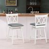 2 Pieces 25 Inch Swivel Counter Height Bar Stools Set with Rubber Wood Legs