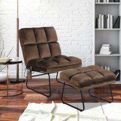 Velvet Massage Recliners with Ottoman Remote Control and Side Pocket