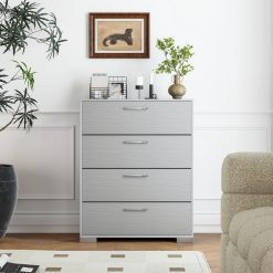 4 Drawer Storage Cabinet with Metal Legs Handles with Anti-Toppling Devices