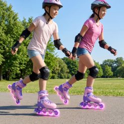 4-Size Adjustable Light-Up Kids Inline Skates for Kids Ages 9-14