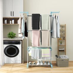 4-tier Clothes Drying Rack with Rotatable Side Wings and Collapsible Shelves