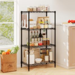 4-Tier Metal Storage Shelving Unit with V-Shaped Wire Rack and 600 LBS Capacity