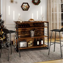4-Tier Mini Bar Kitchen Island with Footrest and Wine Rack