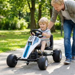 4-Wheel Ride On Toy Pedal Go Kart for Kids with Steering Wheel and Safe Handbrake