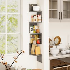 5-Tier Corner Shelf Floating Bookshelf Wall Mounted Storage Organizer