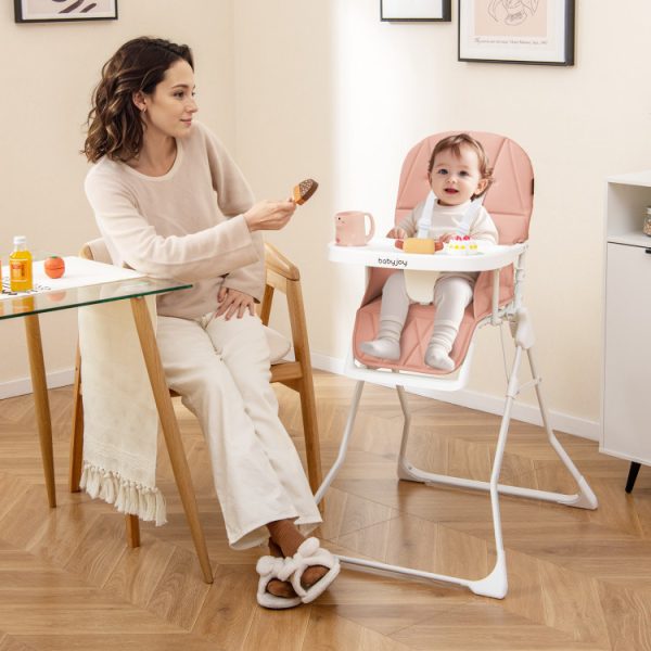 Easy Clean Compact Highchair with Removable Adjustable Tray and PU Seat Cushion