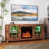 58" Fireplace TV Stand with LED Lights and 18" Electric Fireplace
