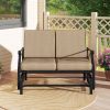 Outdoor 2-Person Glider Rocking Chair Loveseat with Thick Cushions and Metal Frame