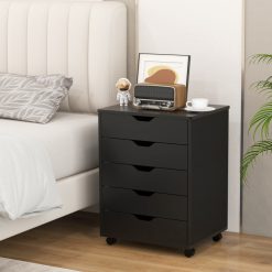 5 Drawer Mobile File Cabinet with Wheels for Living Room