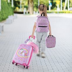 5 Piece Kids Luggage Set with Backpack, Neck Pillow, Name Tag, Lunch Bag