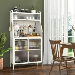 5-Tier Metal Baker's Rack with See-through Flip-up Door and Pegboard