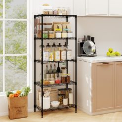5-Tier Metal Storage Shelving Unit with V-Shaped Wire Rack and 750 LBS Capacity