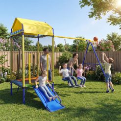 5-in-1 Kids Swing Set for Backyard with Heavy-duty Metal Swing Stand