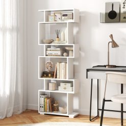 6-Tier Geometric Bookshelf with 2 Anti-Tipping Kits for Home Office