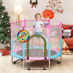 60 inch Kids Trampoline Toddler Recreational Trampoline with Basketball Hoop
