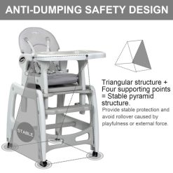 3-in-1 Baby High Chair with Lockable Universal Wheels