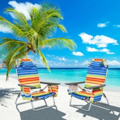 4-Pack 5-Position Outdoor Folding Backpack Beach Reclining Chair with Pillow