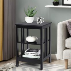 3-Tier Nightstand Set of 2 with Reinforced Bars and Stable Structure
