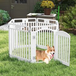 6-Panel Tall Dog Playpen Foldable Pet Fence with Locking Door