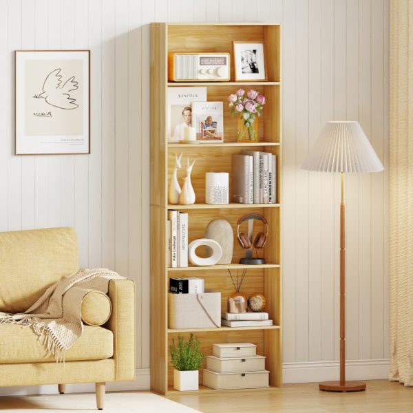 6-Tier Bookcase with 6 Open Shelves and Anti-Toppling Kits