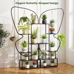6-Tier Metal Plant Stand Ladder Display Rack with Hanging Hooks