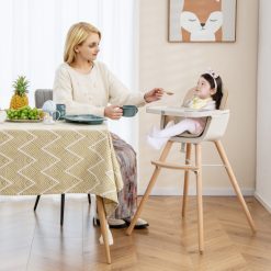 6-in-1 Convertible Wooden Highchair with Safety Harness and Adjustable Legs