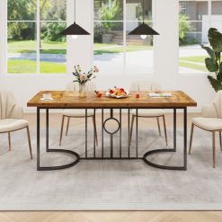 71 Inch Large Dining Table for 6-8 People Rectangular Wood Kitchen Table