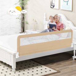 71 Inch Extra Long Swing Down Bed Guardrail with Safety Straps