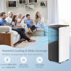 8000 BTU(Ashrae) Portable Air Conditioner with Cool Humidifier