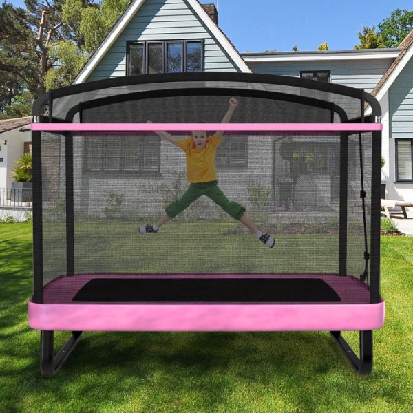 6 FT Kids Trampoline with Swing and Horizontal Bar Small Rectangle Trampoline