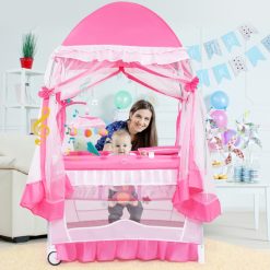 4-in-1 Portable Baby Playard with Carry Bag and Mosquito Net