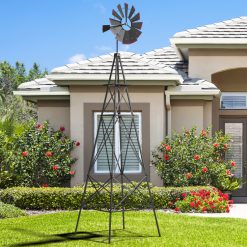8 Feet Windmill Metal Ornamental Wind Wheel Weather Resistant