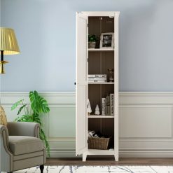 Linen Tower Bathroom Storage Cabinet Tall Slim Side Organizer with Shelf