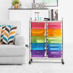 15-Drawer Utility Rolling Cart with Drawers Multi-Use Storage