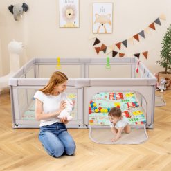 Baby Playpen with Mat and Breathable Mesh
