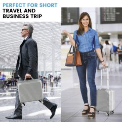 16 Inch Under-seat Carry On Luggage with Spinner Wheels and Laptop Compartment