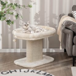 Modern Cat Tree Tower with Large Plush Perch and Sisal Scratching Plate