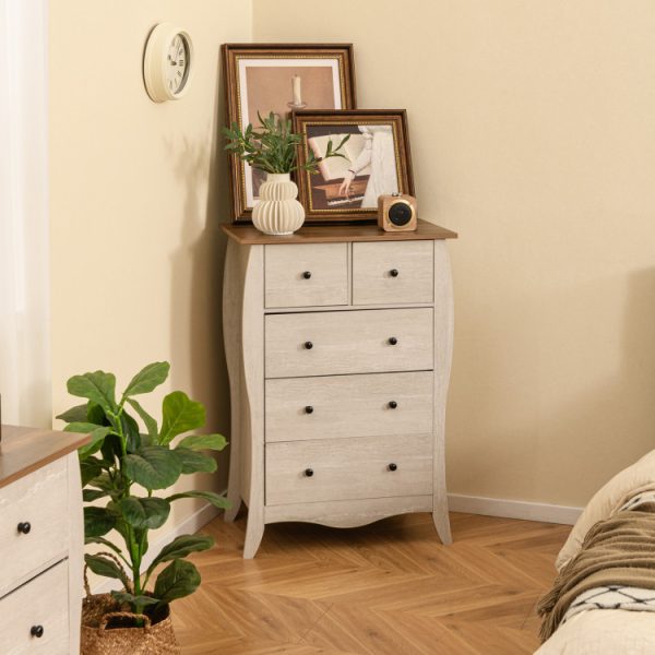 Closet Storage Organizer with 5 Folding Fabric Drawers and Anti-tipping Kit