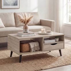Coffee Table with Storage Rustic Rectangle Center Table