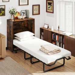 Cot Size Murphy Bed with Foldable Bed and Lockable Wheels